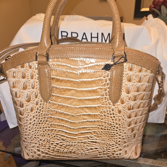 Brahmin Brown Embossed Honey Brown Gala Butterfly Satchel - Picture 2 of 7